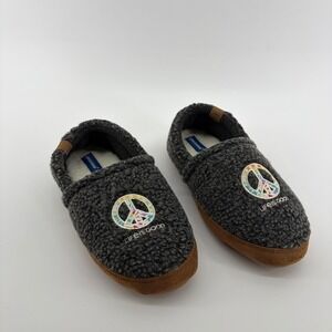 Life is Good Womens‎ Slippers Size 10M Gray Peace Sign Cozy Lined Comfort Shoes